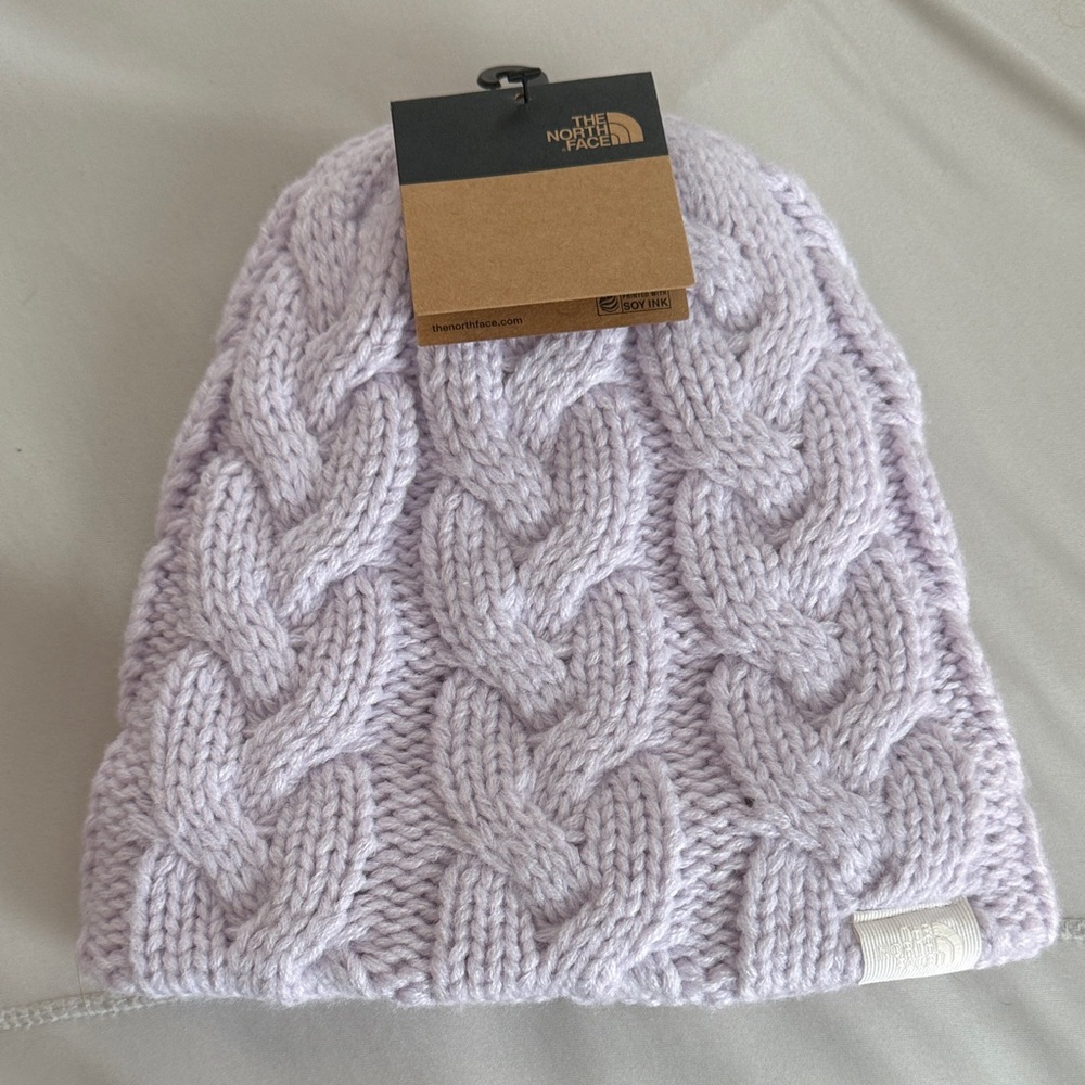NWT: The North Face Lavender Cable Knit Beanie